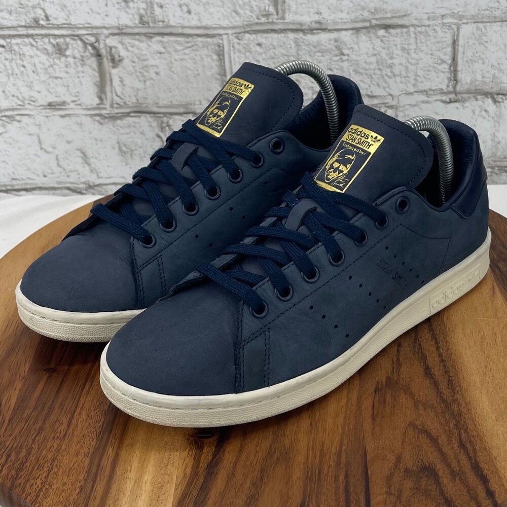Adidas Stan Smith B41596 Womens 9 Suede Collegiate Navy/ Off White Shoes
